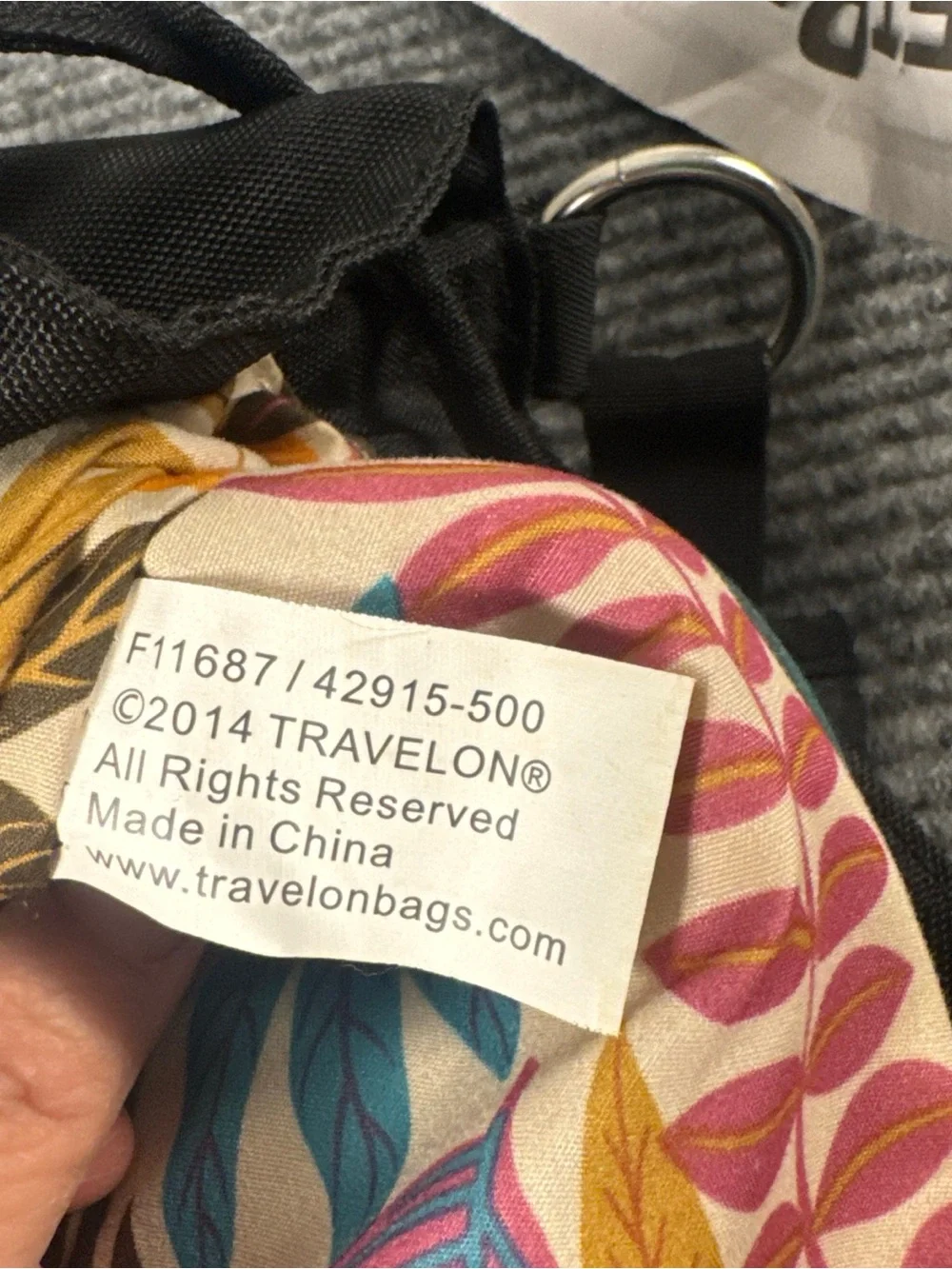 Travelon Convertible Drawstring Backpack Shoulder Bag Black Daypack